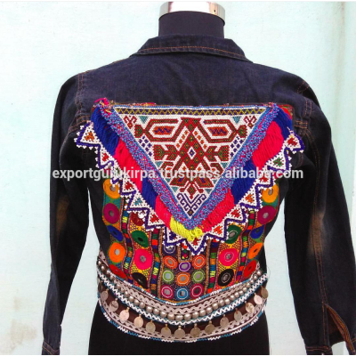 Tribal Boho Bohemian Denim Banjara Jacket Gypsy Style